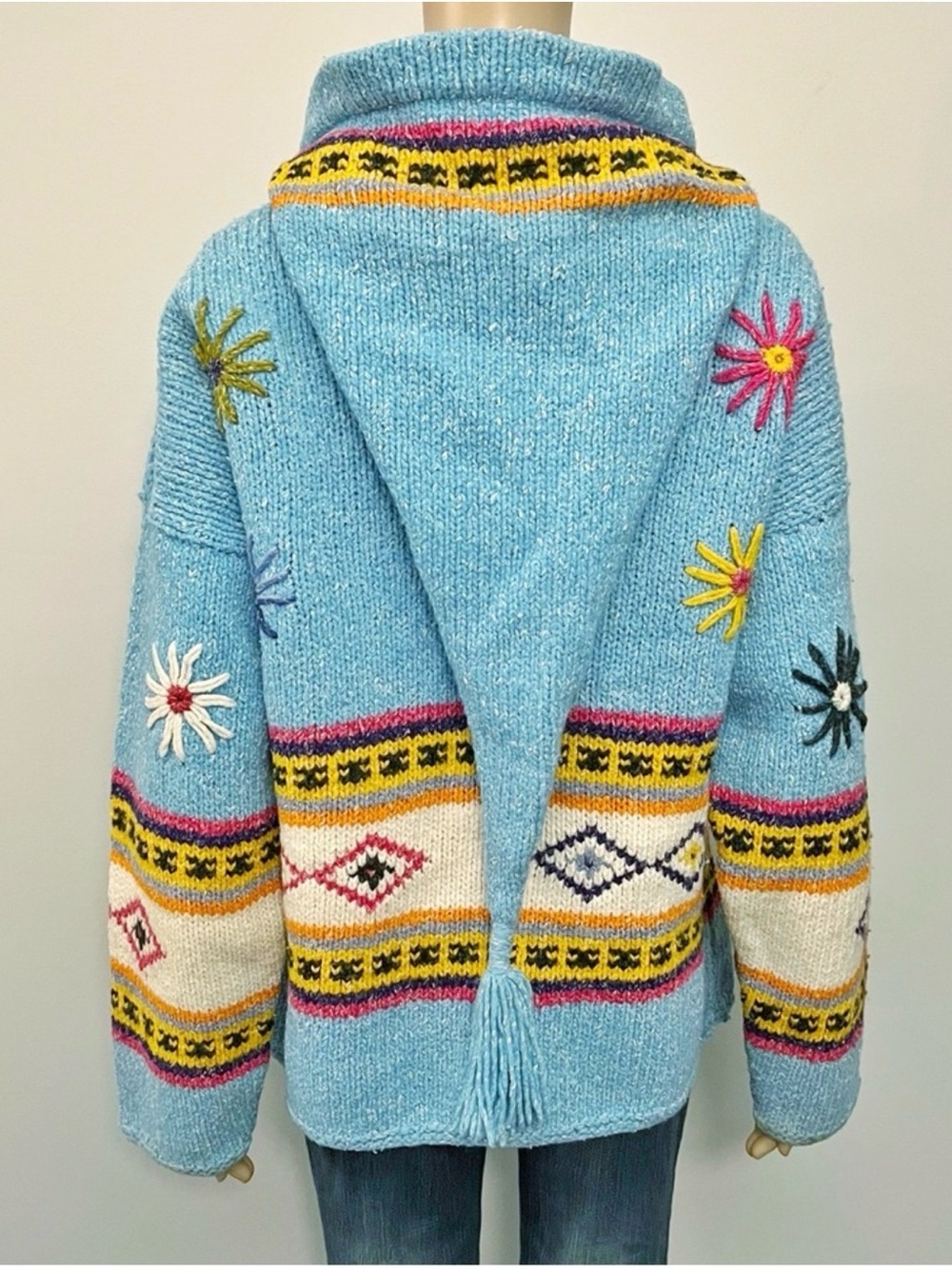 Vintage Oversized Colorful Cottagecore Floral Knitted Sweater Cardigan Hoodie